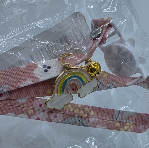 Floral Pink & Rainbow Charm Safety Break Away Cat Collar - Picture 7 of 8